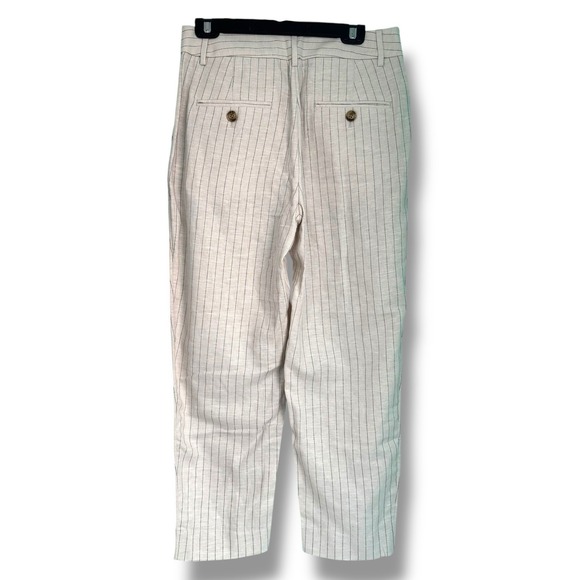 Banana Republic Trouser Women 8 Blue White Pin Striped Pant Linen Cotton Career - Picture 9 of 12